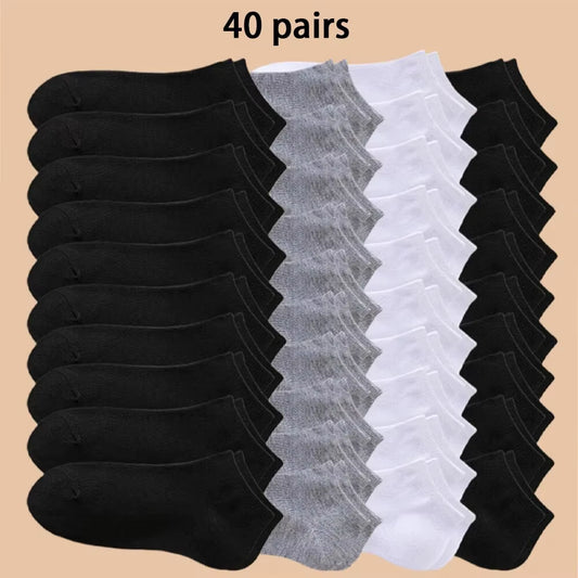 4/5/10/20/40 Pairs of Solid Color Socks, Soft and Lightweight Ankle Socks, Casual Boat Socks, Low Cut Ankle Socks